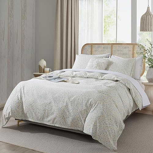 Miniatura 283 de HoneiLife - Juego de funda de edredón floral 100% algodón, 3 piezas, botánica, ropa de cama con cierre de cremallera y lazos en las esquinas