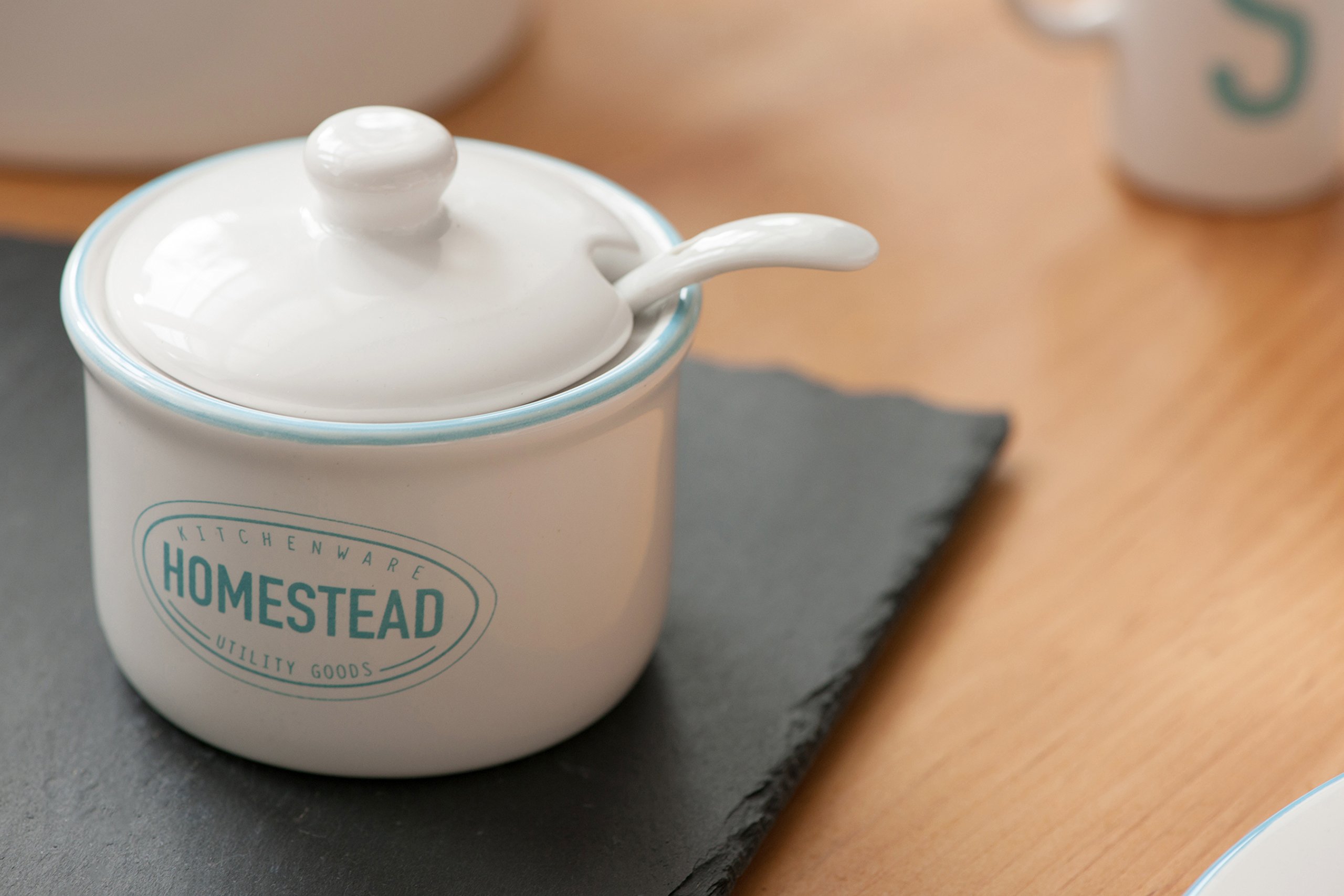 Premier Housewares Homestead Sugar Pot, White, 130 ml, Set of 2, 8 x 8 x 8 cm - Image 3