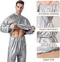 Heavy Duty Sauna Suits Non Rip Sweat Tracksuit Weight Loss Slimming Fitness Gym Exercise Training Sweat Suit (Silver, L) gallery image