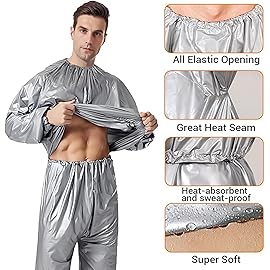 Swibow Heavy Duty Sauna Suit Men Women Weight Loss Exercise Slim Gym Fitness Workout Anti-Rip Sweat Sauna Suits (Silver, 4X-Large)