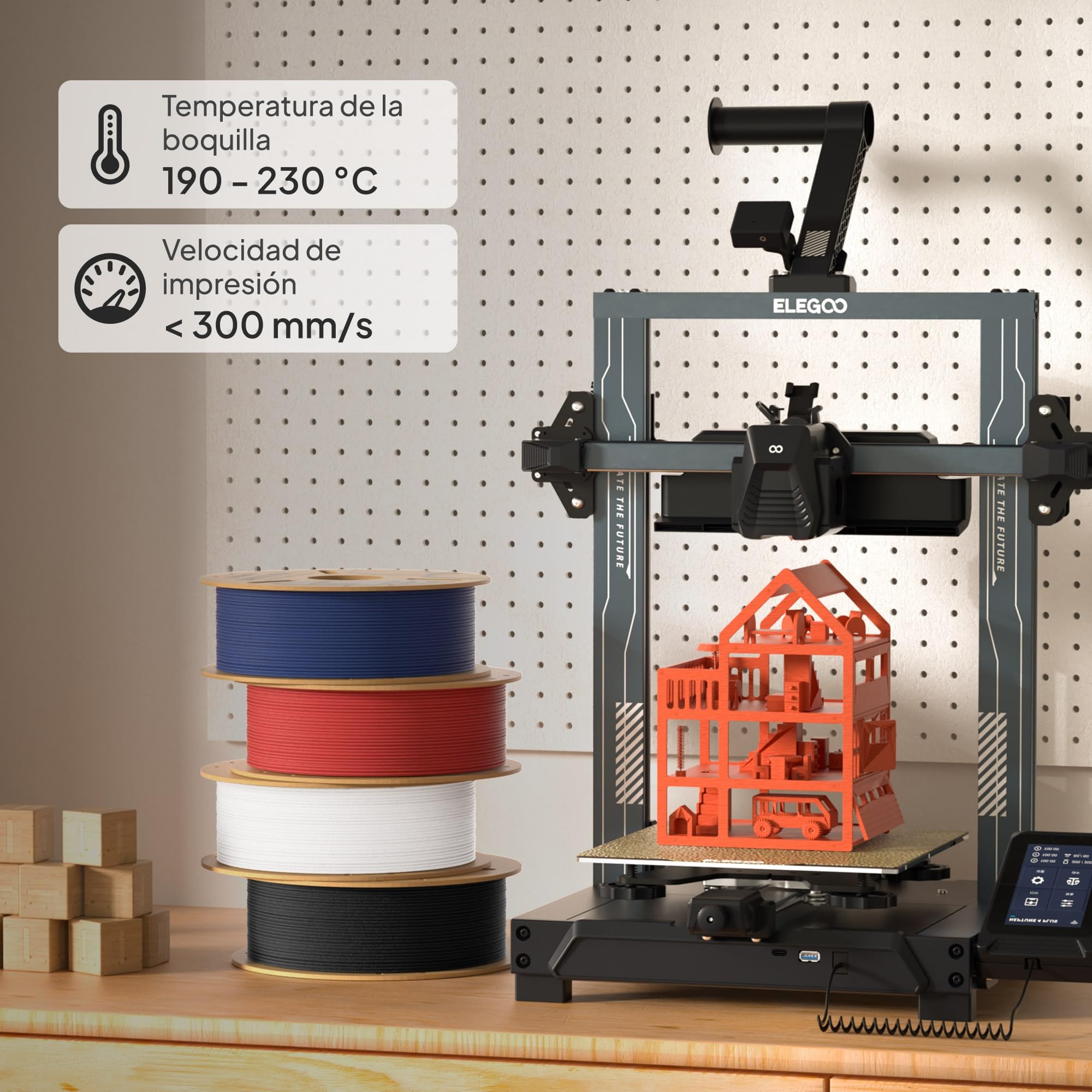 ELEGOO Filamento PLA MATE 1.75mm 1KG Beige para Impresora 3D Precisión Dimensional +/- 0.02mm