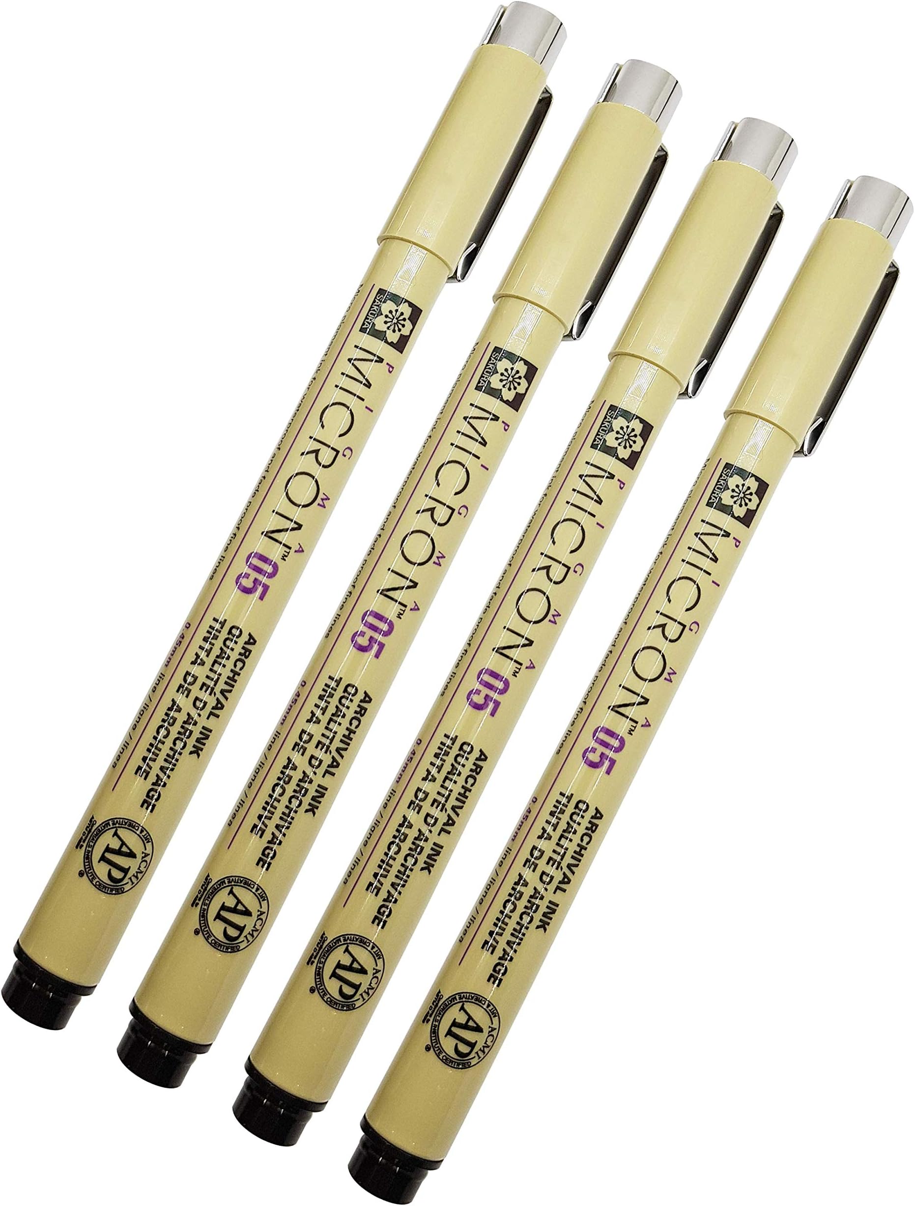 Pigma Micron 05 Black Pen 0.45mm Line Width Pack of 4 (05)