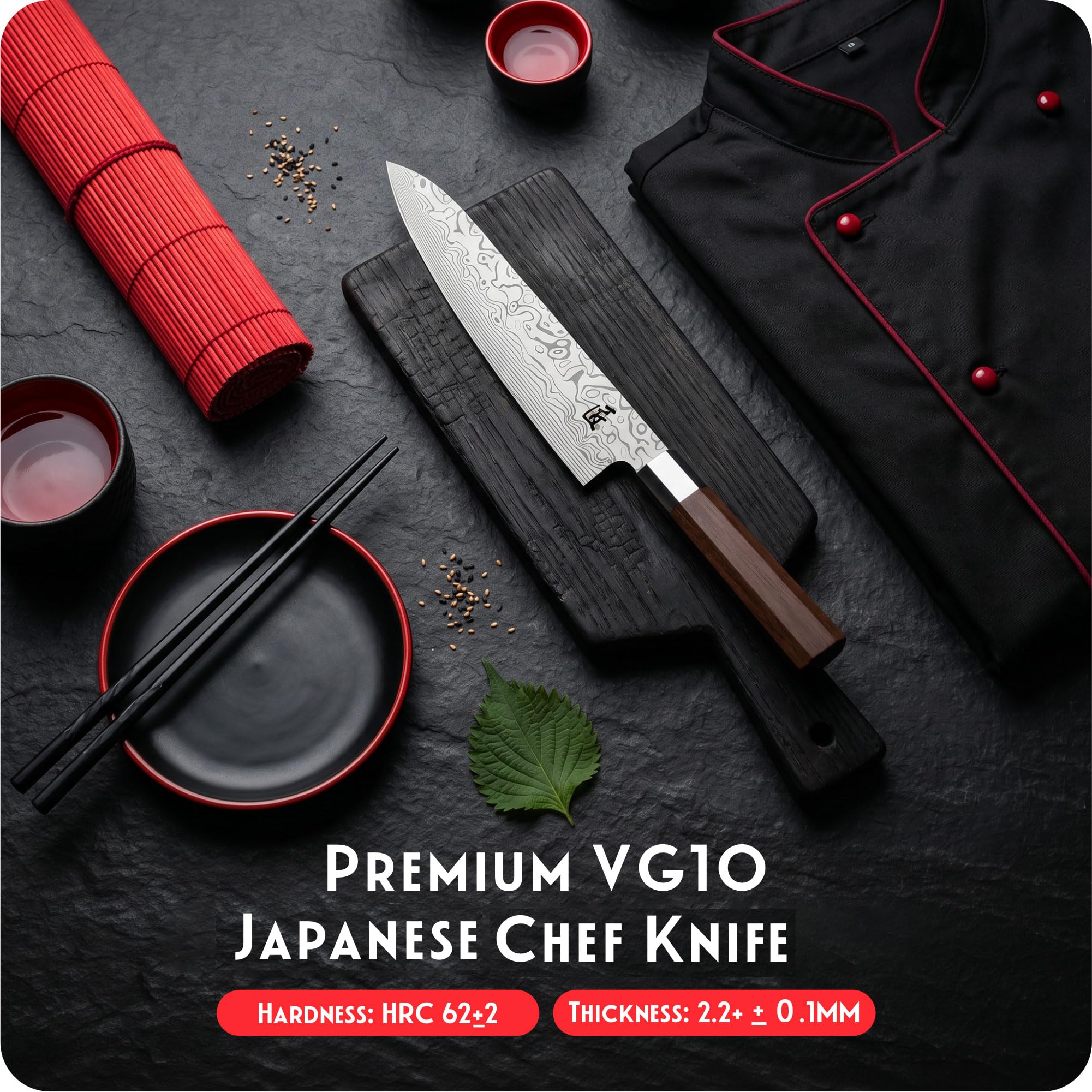 INTIGNIS VG10 Damast Gyuto Kochmesser 20 cm, Japanisches Messer Geschenkbox | VG10-Kern, 67-lagiger Damast, 20 cm Gyuto, WA-Holzgriff, Tuch, HRC-Zertifikat, EVA-Box