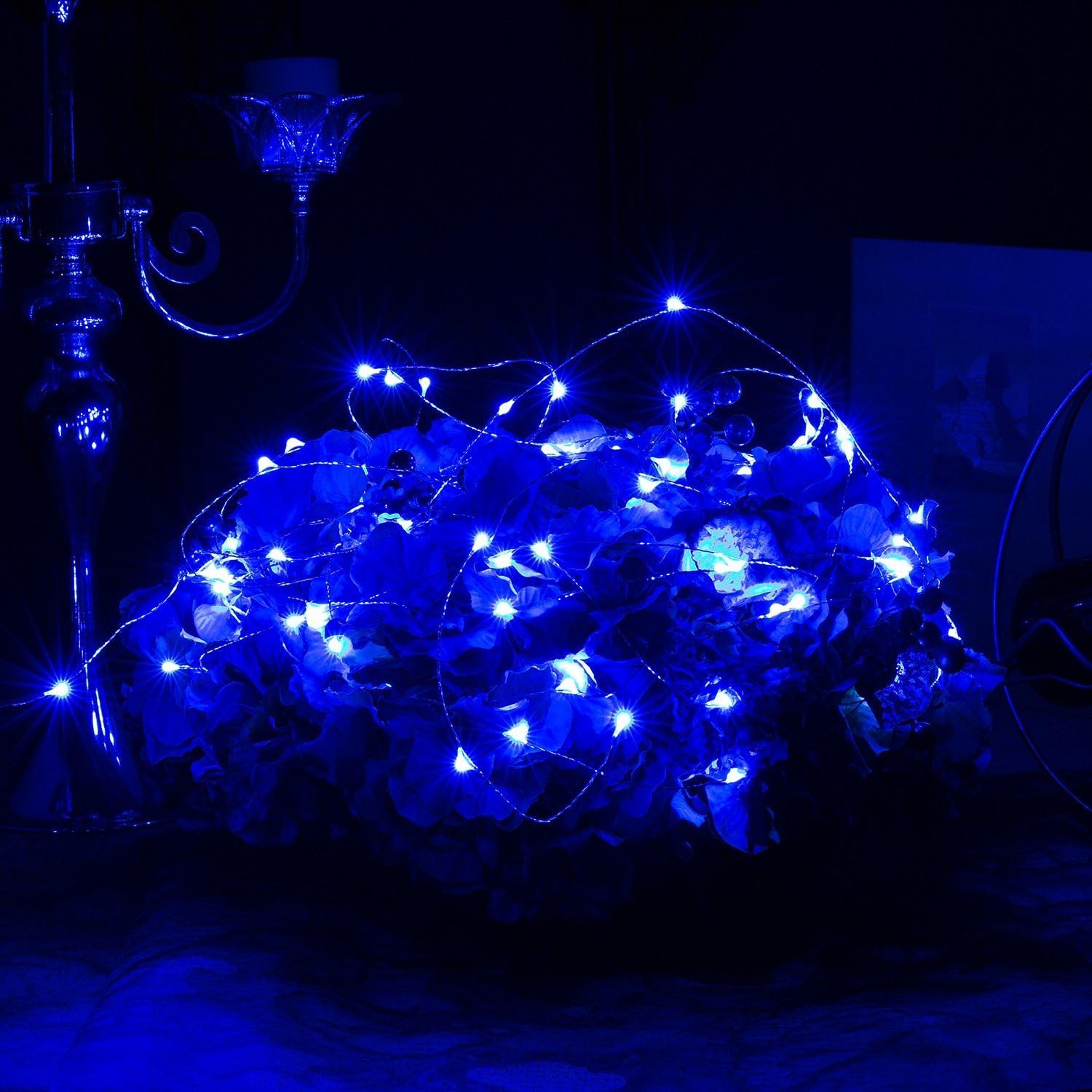 ER CHEN LED String Lights Plug in, 33ft with 100 LEDs Fairy Lights, Waterproof Indoor & Outdoor Copper Wire Decorative Lights for Bedroom, Patio, Garden, Christmas Tree (Blue)