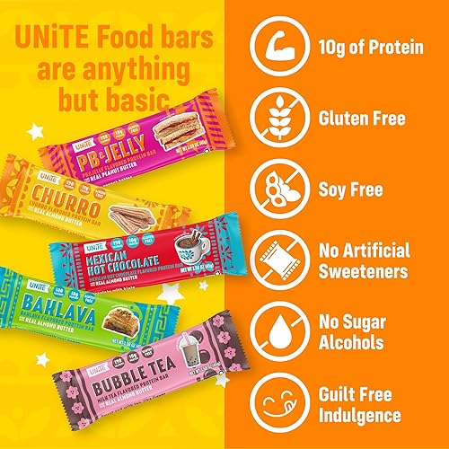 Miniatura 8 de UNiTE Barras de proteína de chocolate mexicano, paquete de 12, 1.59 onzas, 0.35 onzas de proteína, barra alta en fibra, endulzadas naturalmente,