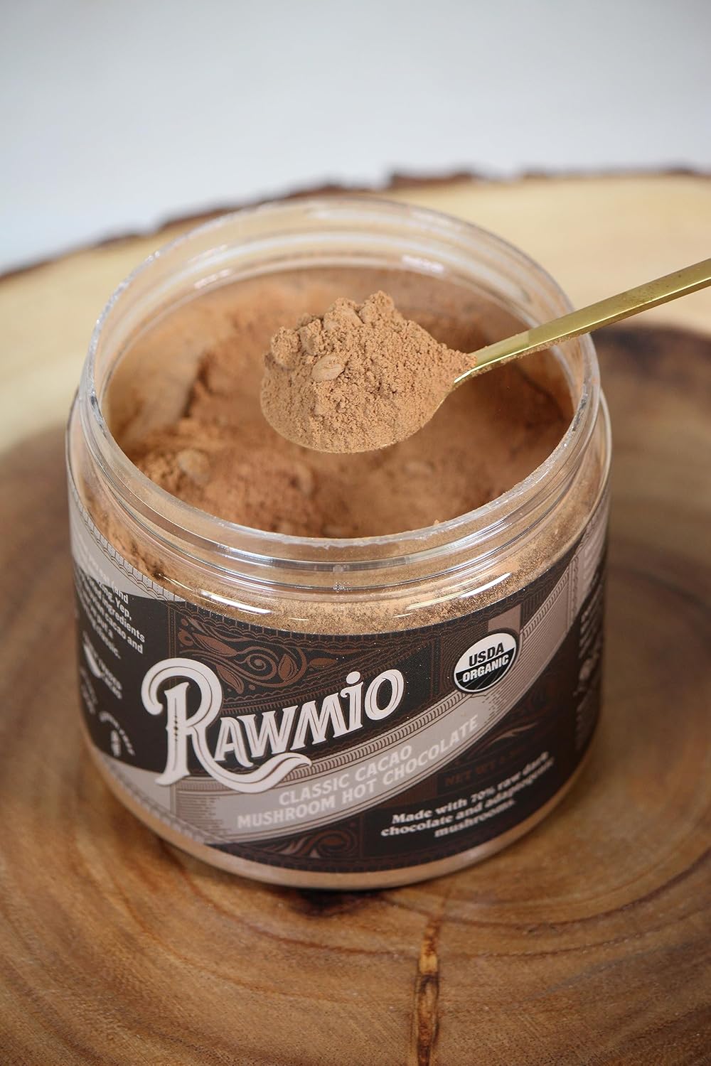Rawmio Organic Classic Cacao Mushroom Hot Chocolate - Vegan, Kosher, Low-Fat and Gluten-Free | Pack of 1 | 8.5 oz