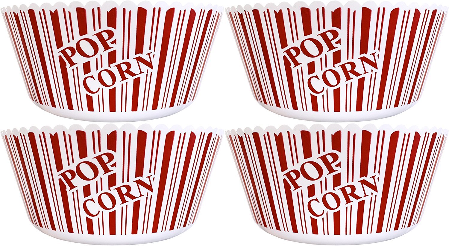 Set of 4 Popcorn Serving Bowls - Large Size 10