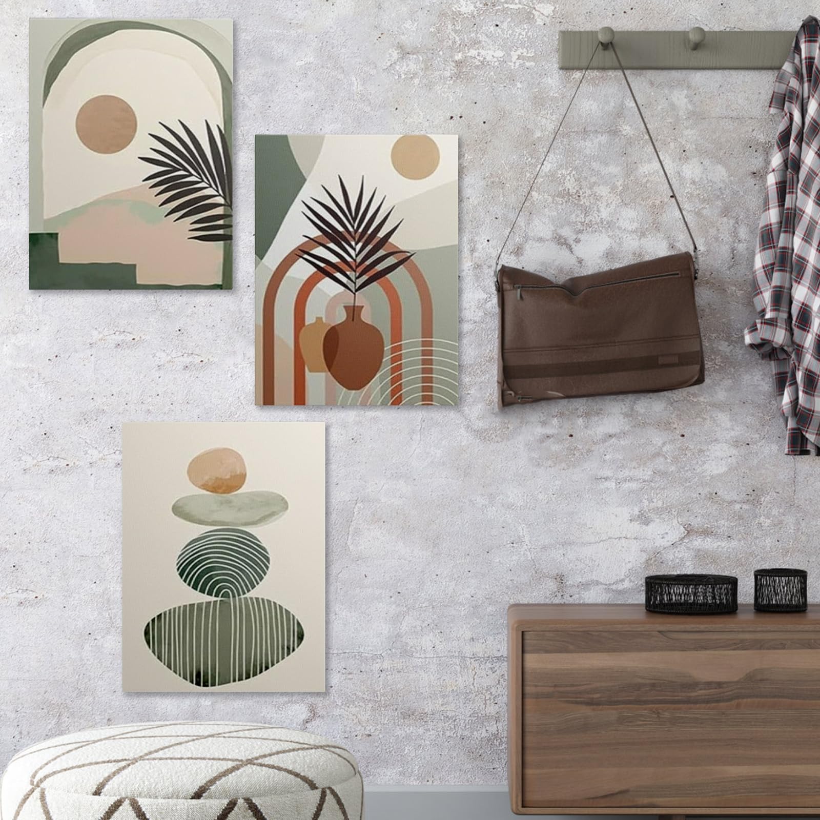 Sage Green Pictures Bohemian Decor - Canvas Wall Art Painting Colorful Bathtub Print 0906, H0906, 16 x 12 inch - 40 x 30 cm - Image 4