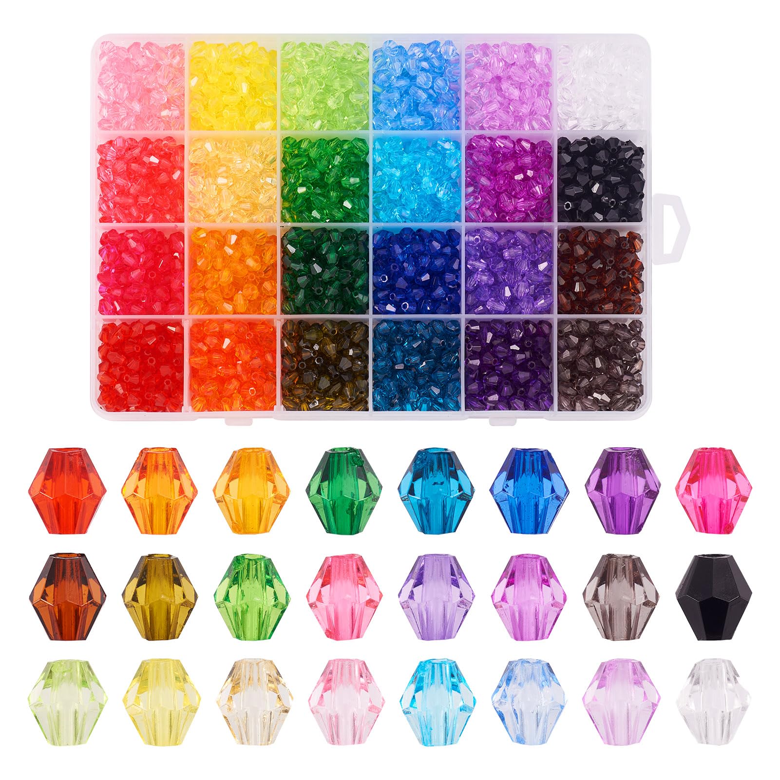 ビーズ Amazon | Beadthoven 約2400/箱 24色 ソロバン型 アクリルビーズ 透明
