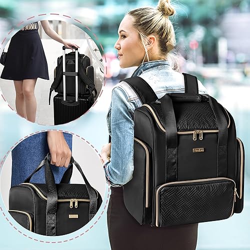 Miniatura 6 de Mochila grande de maquillaje con 3 bolsas de maquillaje transparentes, doble capa de maquillaje profesional estuche de viaje con cepillo sección de