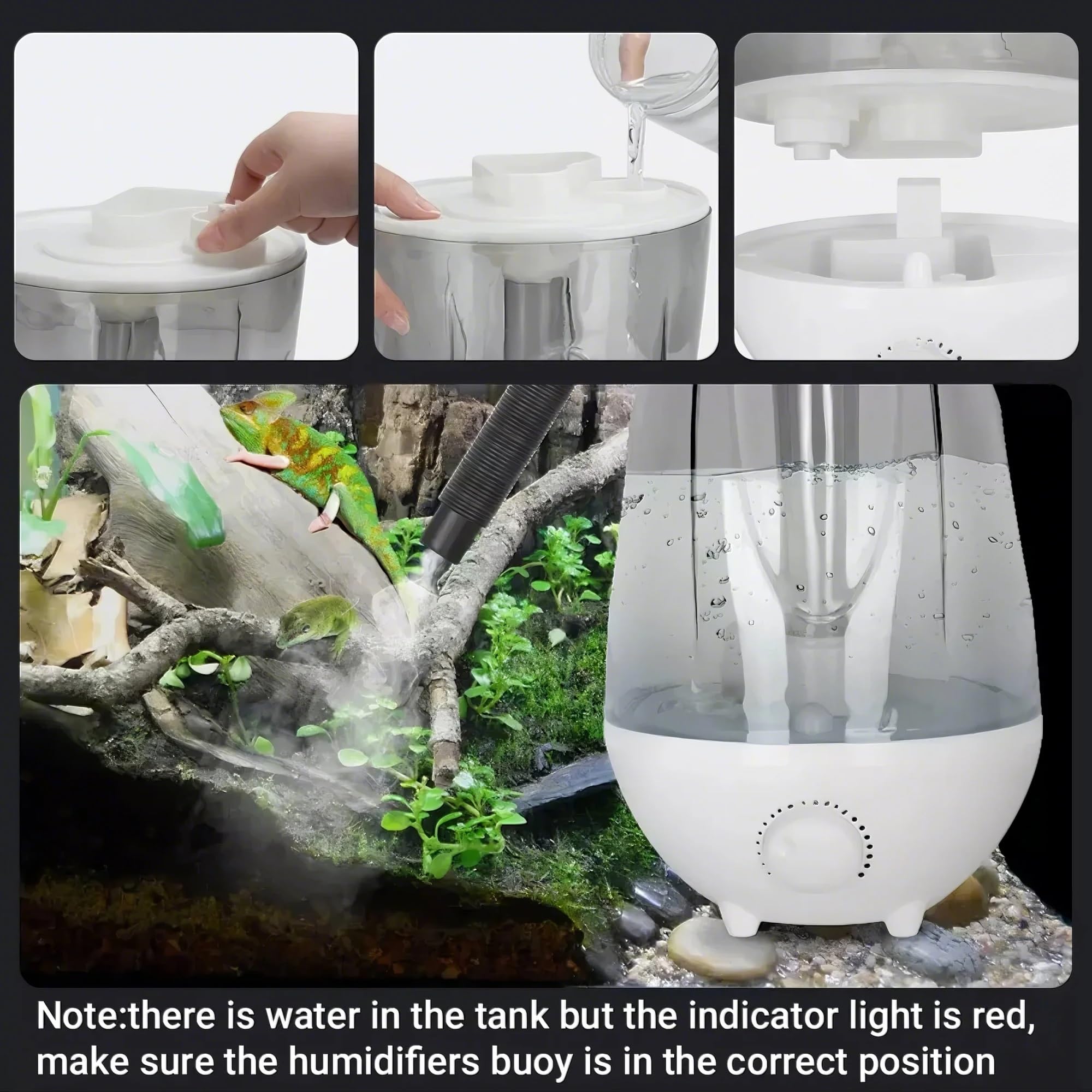 Humidificador para Reptiles, Deshumidificador con Ventilador Húmedo y Control de Humedad, Humidistato para Mascotas IHC-200(Gray)