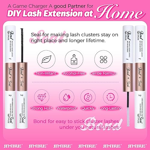 Miniatura 5 de JIMIRE Kit de extensiones de pestañas esponjosas con volumen D, de 0.39 a 0.70 pulgadas, con unión de pestañas y sellado, kit de extensiones de