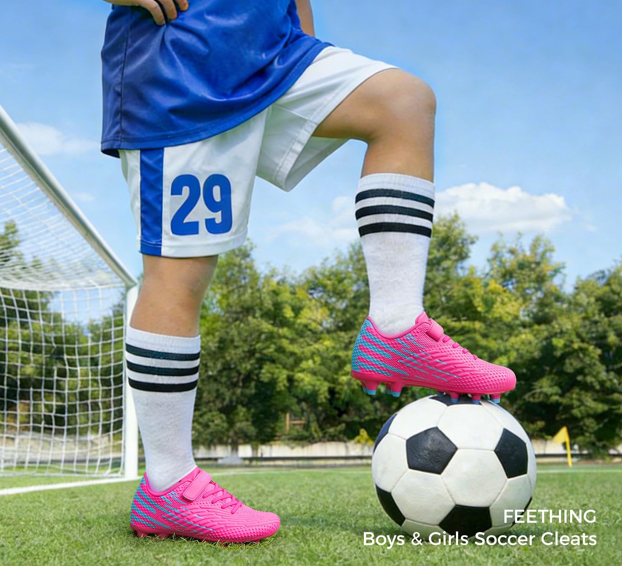 Chaussures d'Entraînement de Football Enfant à Lacets Auto-Agriffants Enfilage Rapide pour S'Entraîner sur Tous Terrains Garçon Fille
