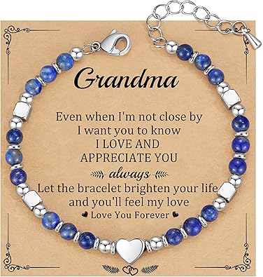Christmas Gifts for Women, Stocking Stuffers for Teens Beaded Bracelets for Women Gifts for Mom Christmas Gift Mothers Day Gift for Grandma Daughter Bonus Mom Nature Stone Bead Bracelet Graduation Jewelry for Her 2026