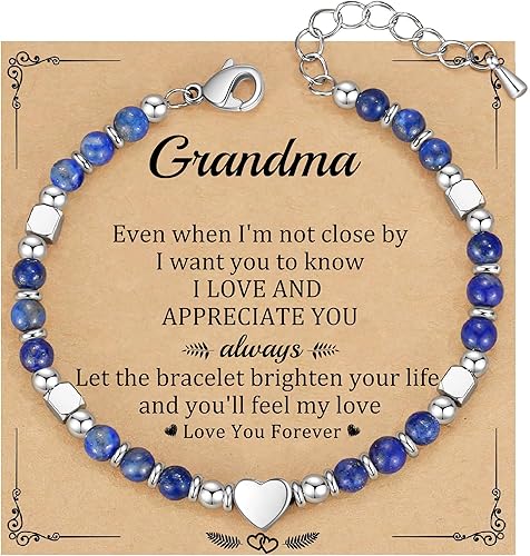 Christmas Gifts for Women, Stocking Stuffers for Teens Beaded Bracelets for Women Gifts for Mom Christmas Gift Mothers Day Gift for Grandma Daughter Bonus Mom Nature Stone Bead Bracelet Graduation Jewelry for Her 2026