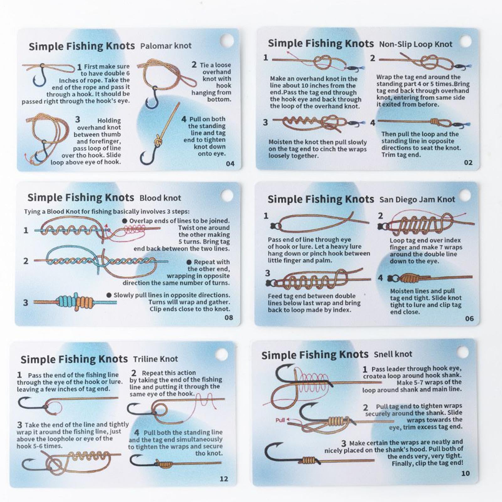 Fischer-Knoten Diagrammkarten Handbuch Wurflinien laminiert tragbares Trainingsreferenzwerkzeug
