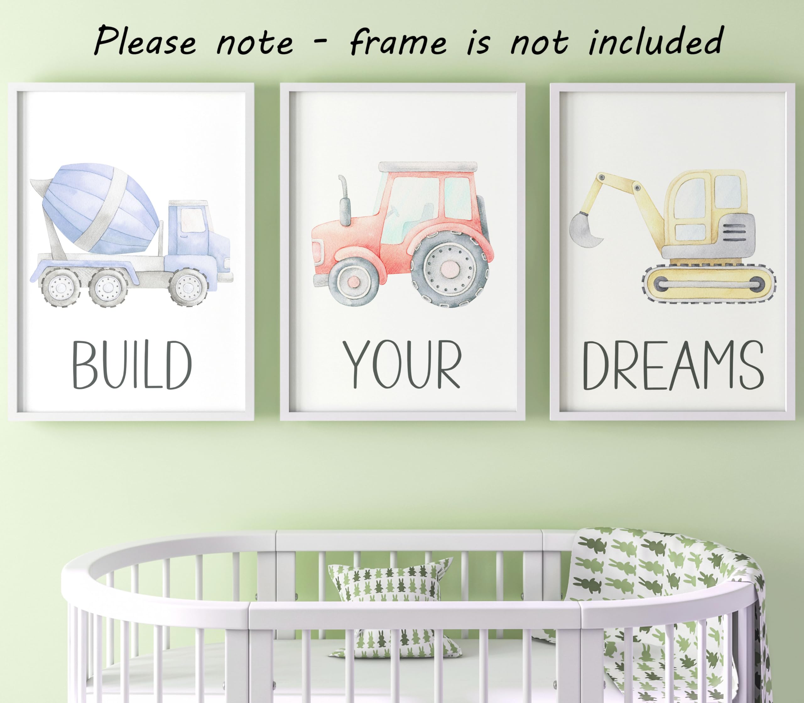 Construction Vehicles Set of 3 Unframed Poster Prints for Boy Girl Nursery Bedroom Watercolour Design - Image 4