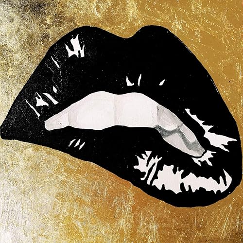 Miniatura 3 de Buyartforless PopArtQueen - Obra enmarcada de labios negros de 12 x 12 pulgadas