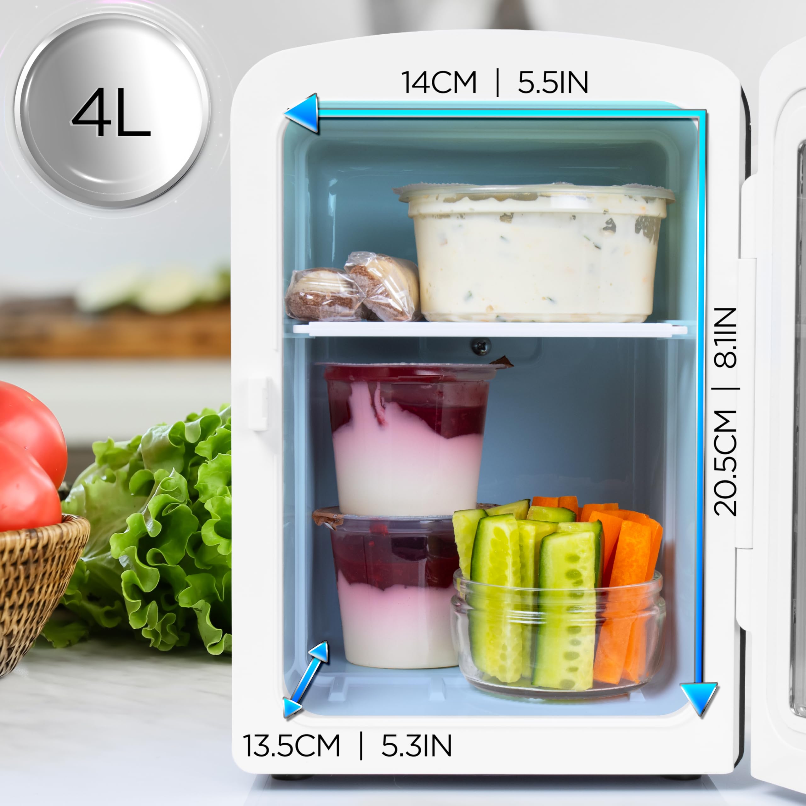 Duronic MFW4 BK Mini Frigo Termoelettrico Portatile 4L per Cosmetici e Bevande, Skincare Cooler, Caldo/Freddo, 6 Lattine, AC/DC 12V Auto e 220V Casa Nero