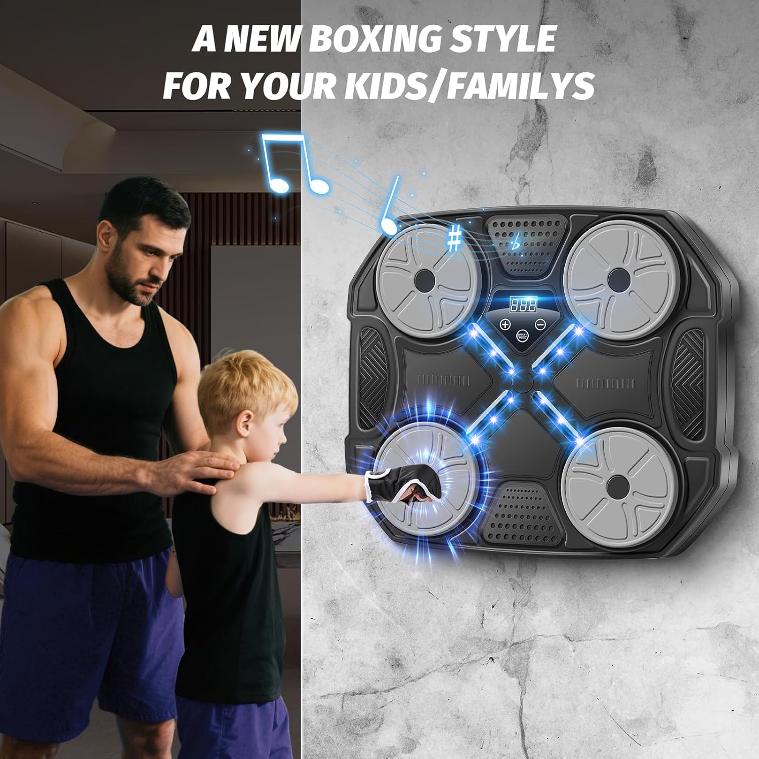 Music Boxing Machine for Adults and Teens, Wall Mounted Bluetooth Smart Boxing Training Equipment with Gloves, Punching Target with Scoring Function Sports Toy, Punching Machine for Office and Gym - Image 5