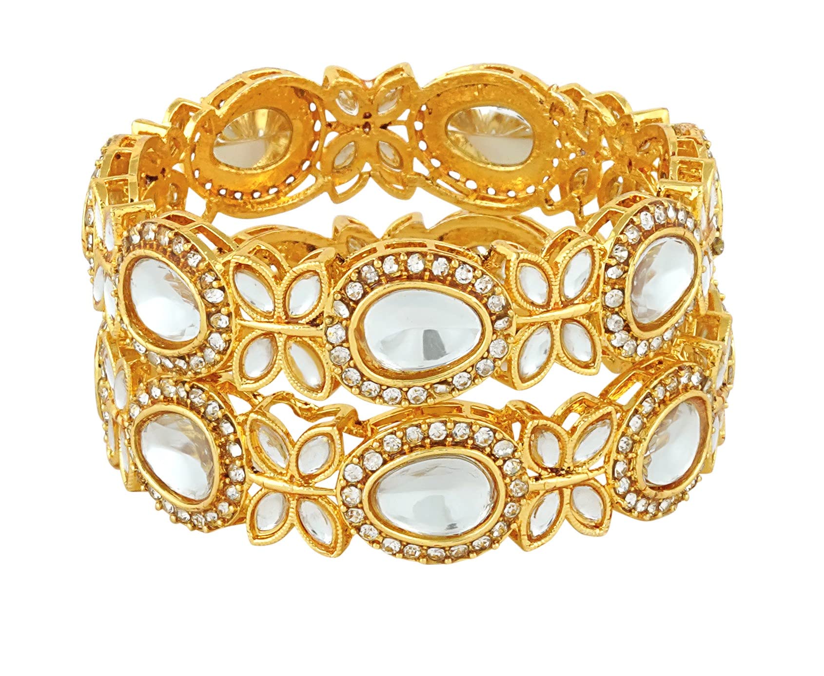 Mansiyaorange Two Ad Kundan Stone Filigree Work Gold Plated Rajwadi Bangles/Bangdi/Chudi/for Women(2.10) (B0C415JF6H) Amazon Price History, Amazon Price Tracker