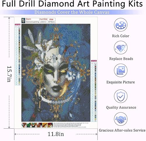 Miniatura 2 de YUE ZHE Kits de arte de diamantes para adultos, kits de arte de diamantes para bricolaje, kits de pintura de diamantes de perforación completa,