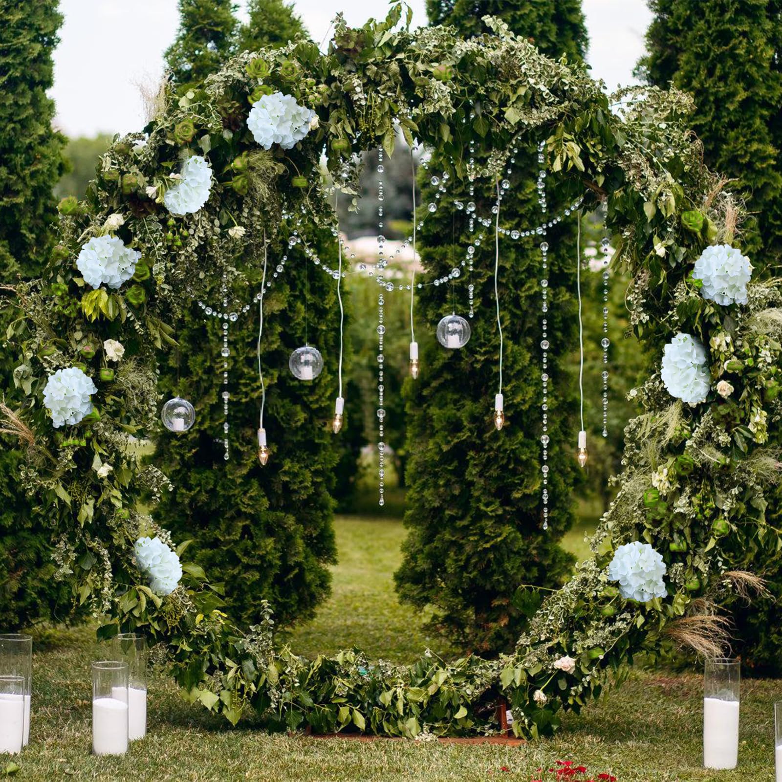 Aviviho Künstliche Hortensien, 60 Stück, elfenbeinfarben, volle künstliche Hortensien, Seidenblumen mit Stielen, elfenbeinfarben, weiße Kunstblumenköpfe für Hochzeit, Party, Zuhause, Tafelaufsätze,