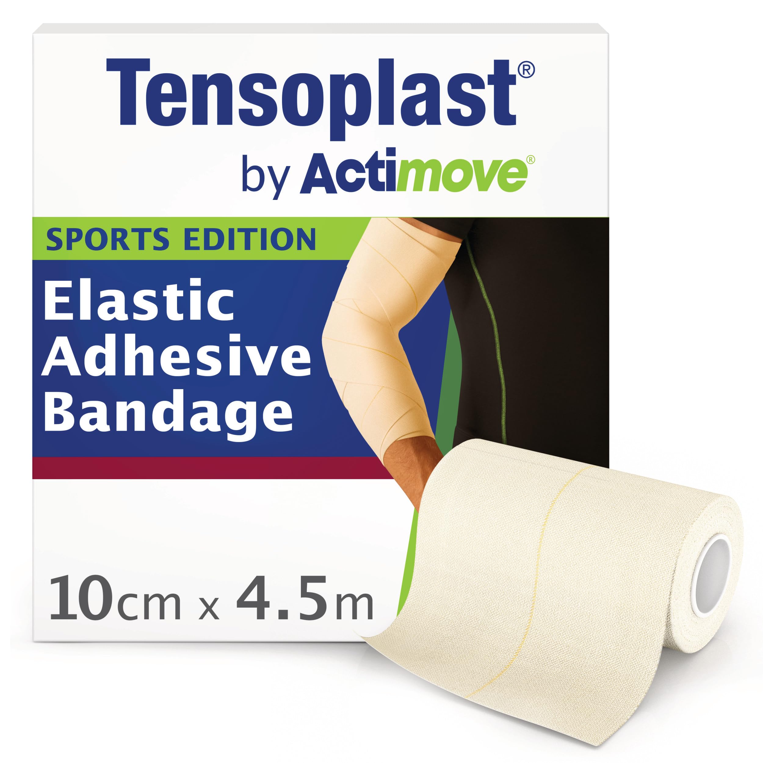 Tensoplast by Actimove Sports Edition EAB Nastro per compressione stabile, con supporto medio per articolazioni, 10 cm x 4,5 m, crema, 1 rotolo
