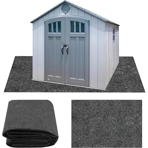 Ogrmar 10 x 10 FT Outdoor Storage Shed Mat, Waterproof Storage Shed Flooring Mat, Soft Patio Furniture Carport Mat Washable with Non-Slip Backing, Storage Shed Not Included (10x10FT)