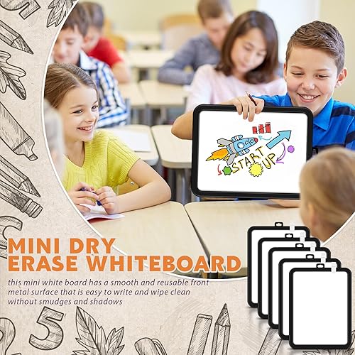 Miniatura 6 de Outus 10 mini pizarras blancas de borrado en seco de 8.5 x 11 pulgadas, pequeña pizarra blanca magnética de doble cara de colores para niños,