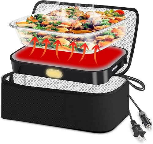 Dosevita Calentador de alimentos portátil para automóvil 12 V 24 V 110 V mini lonchera personal con calefacción para microondas para recalentar y