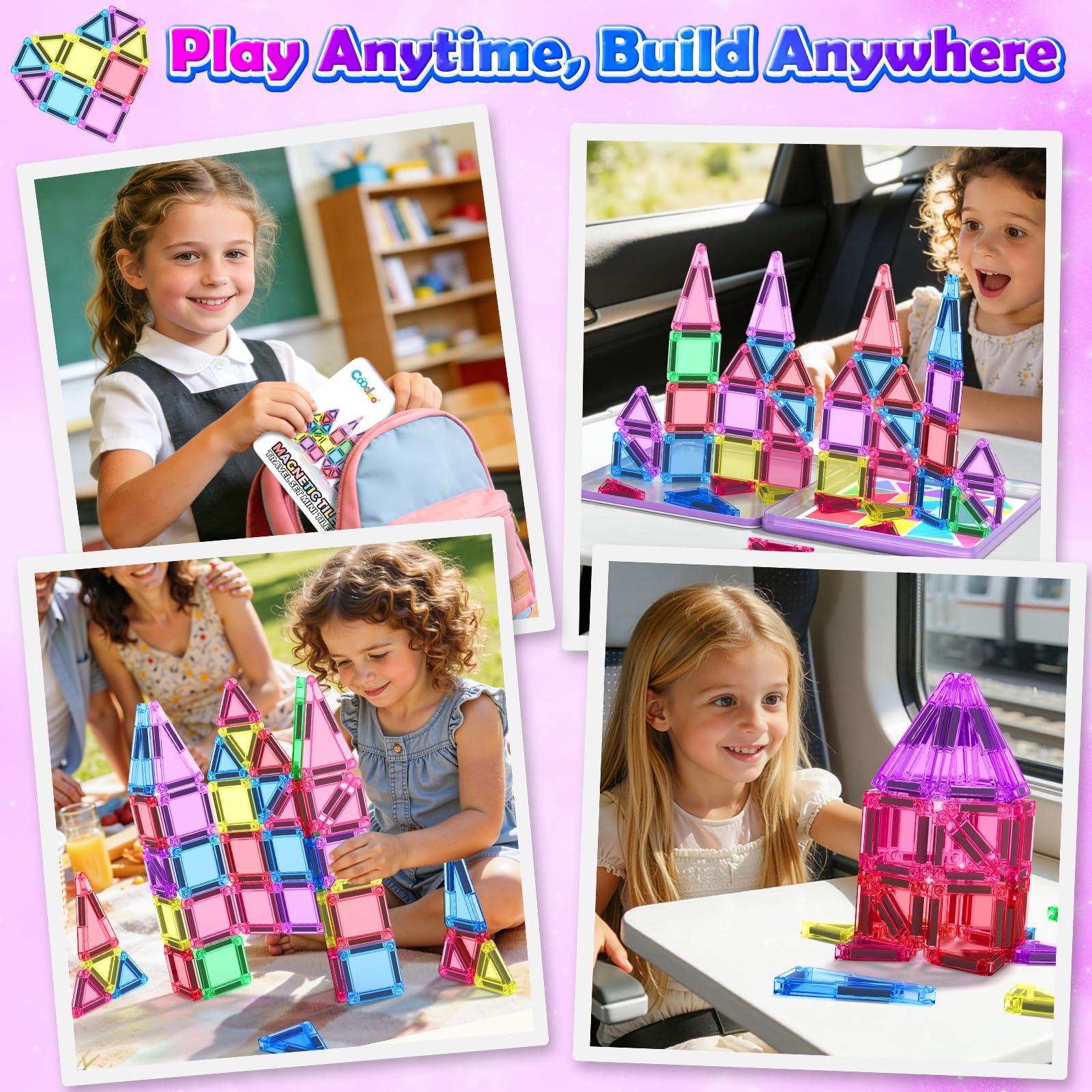 Coodoo Magnetic Blocks Building Toy, Outdoor & Travel Essentials Sensory Toys for Ages 3 4 5 6 7 8 - Image 4