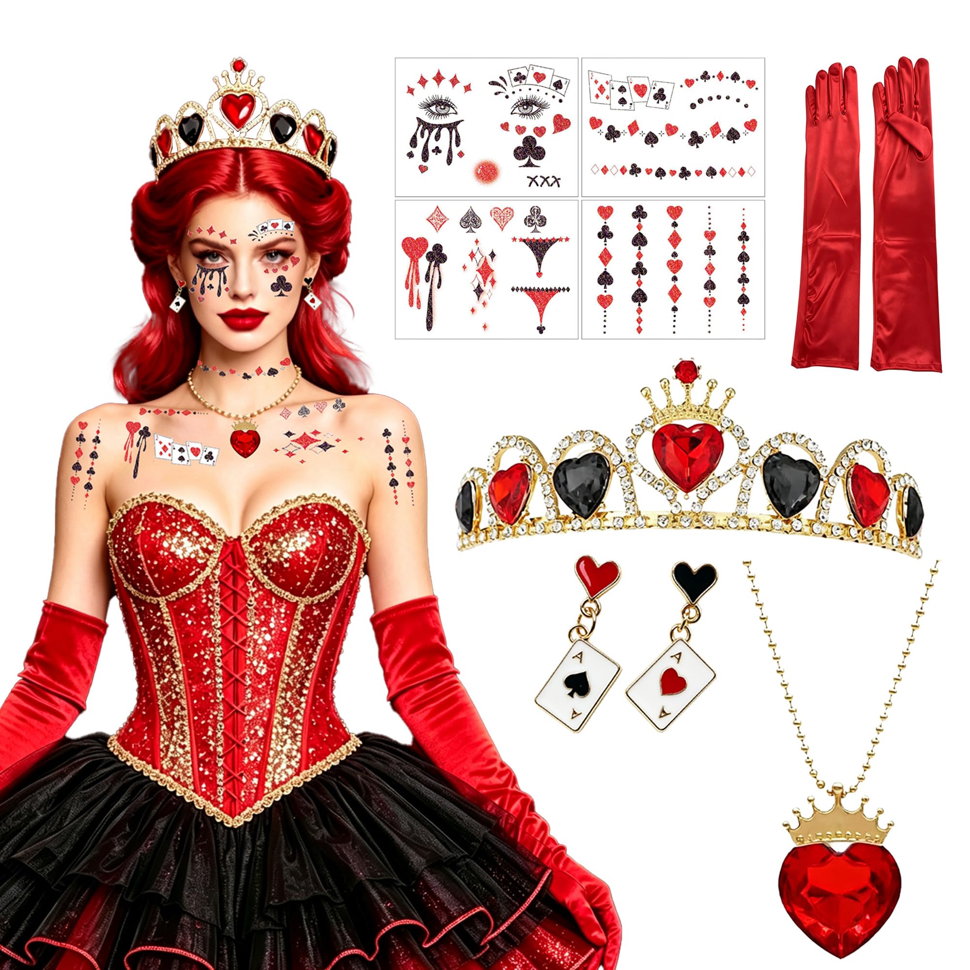 Thirty and Thirsty Queen Accessories Red Heart Queen Costume Women Gloves