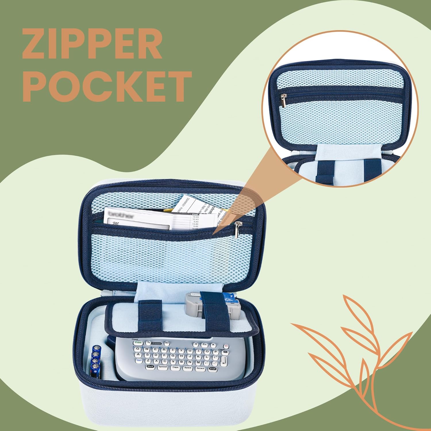 Hard Storage Travel Case Compatible with Brother PT-M95 P-Touch Monochrome Label Maker, Storage Holder Carrying Organizer Bag for Label Tapes, Batteries, CASE ONLY, Blue - Image 5