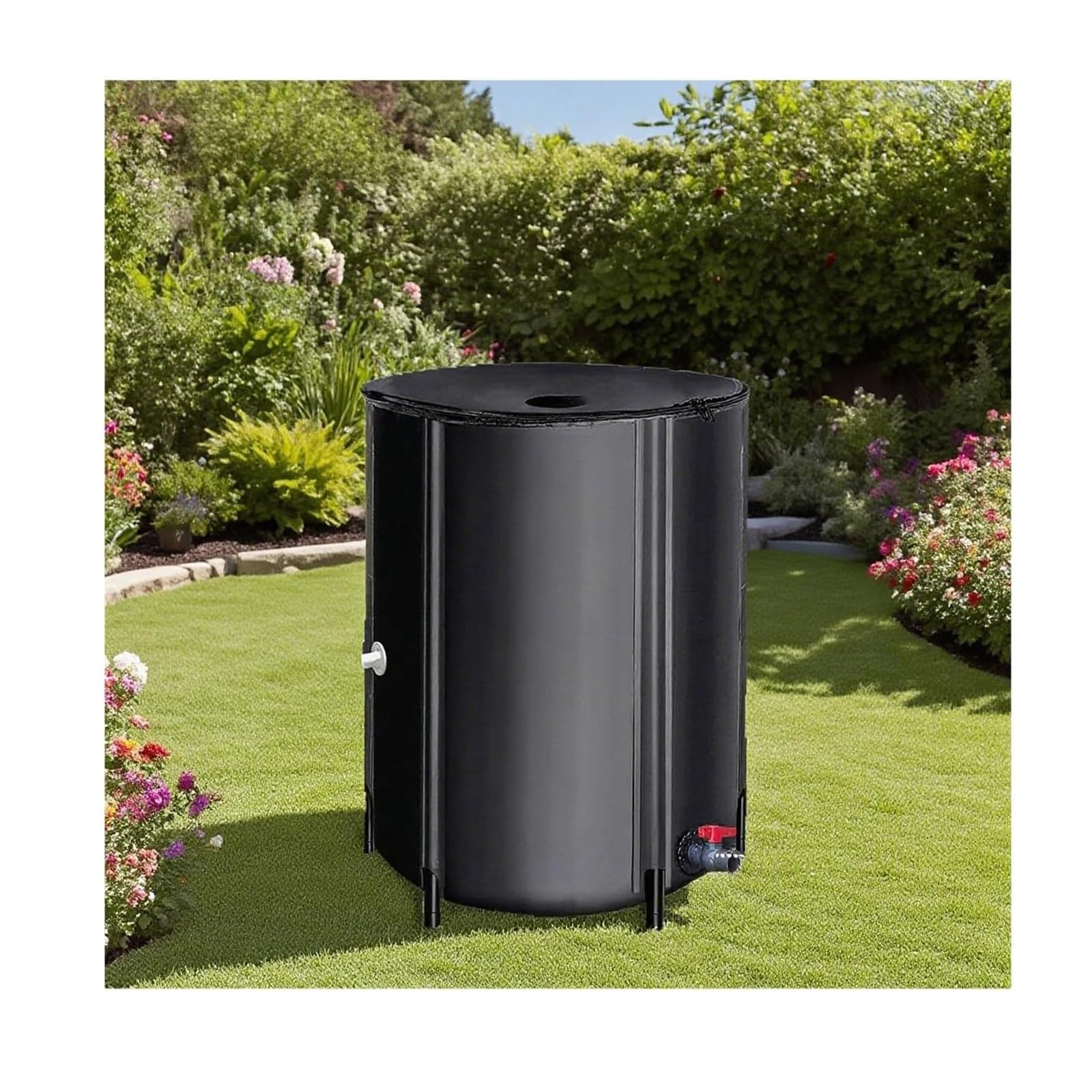 Sistema di raccolta dell'acqua del barilotto della pioggia, serbatoio pieghevole in PVC per giardino e patio, design portatile, capacità 500 l