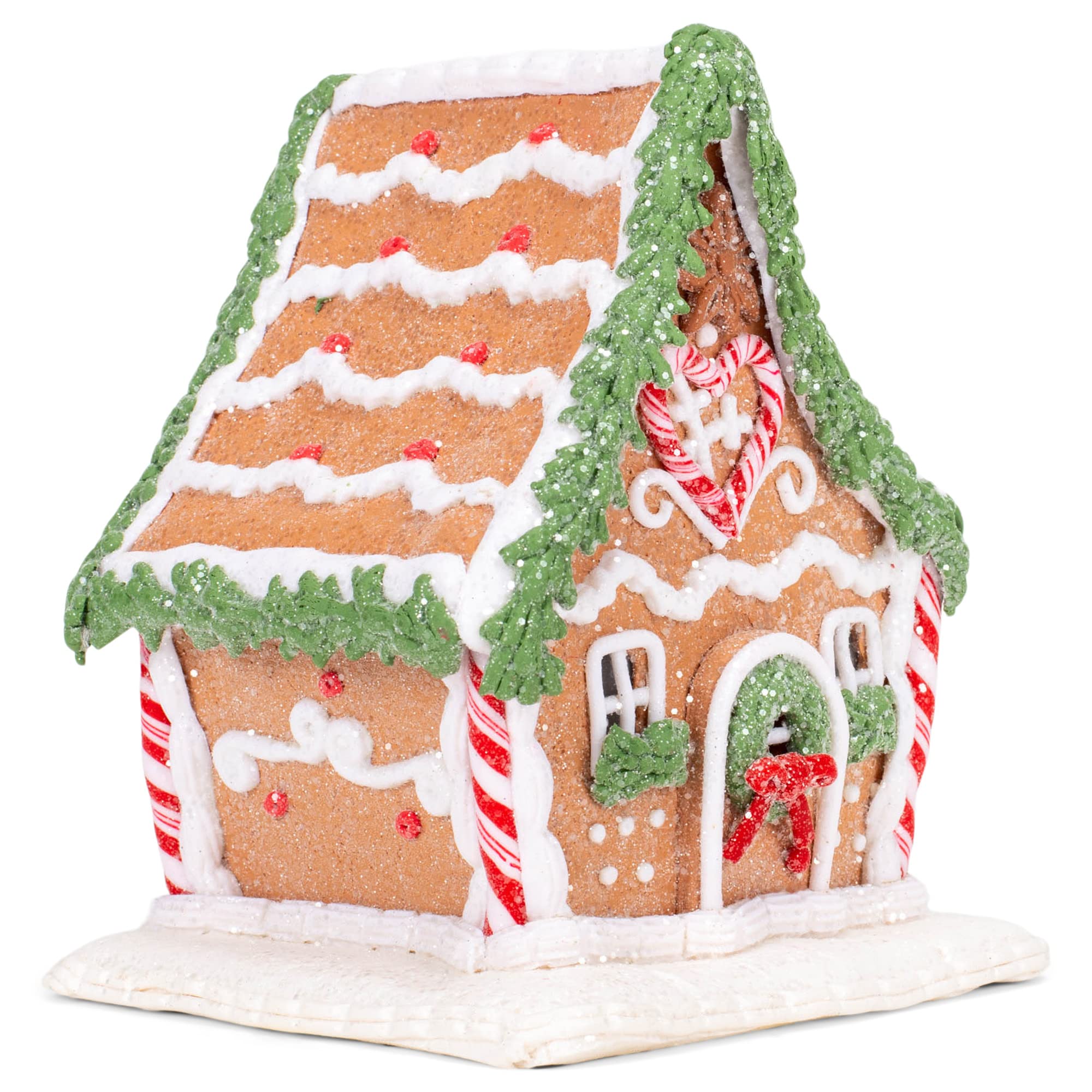 RAZ Imports Holiday Spice Figurine de maison lumineuse en pain d'épices 16,5 cm