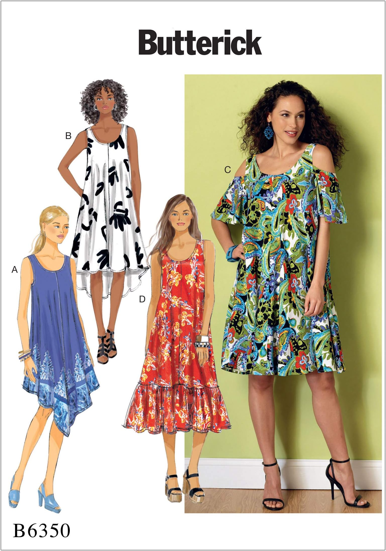 Butterick Patterns B6350-ZZ0 Misses Dress, Sizes Large - 2X-Large, ZZ (16-18-20-22-24-26)