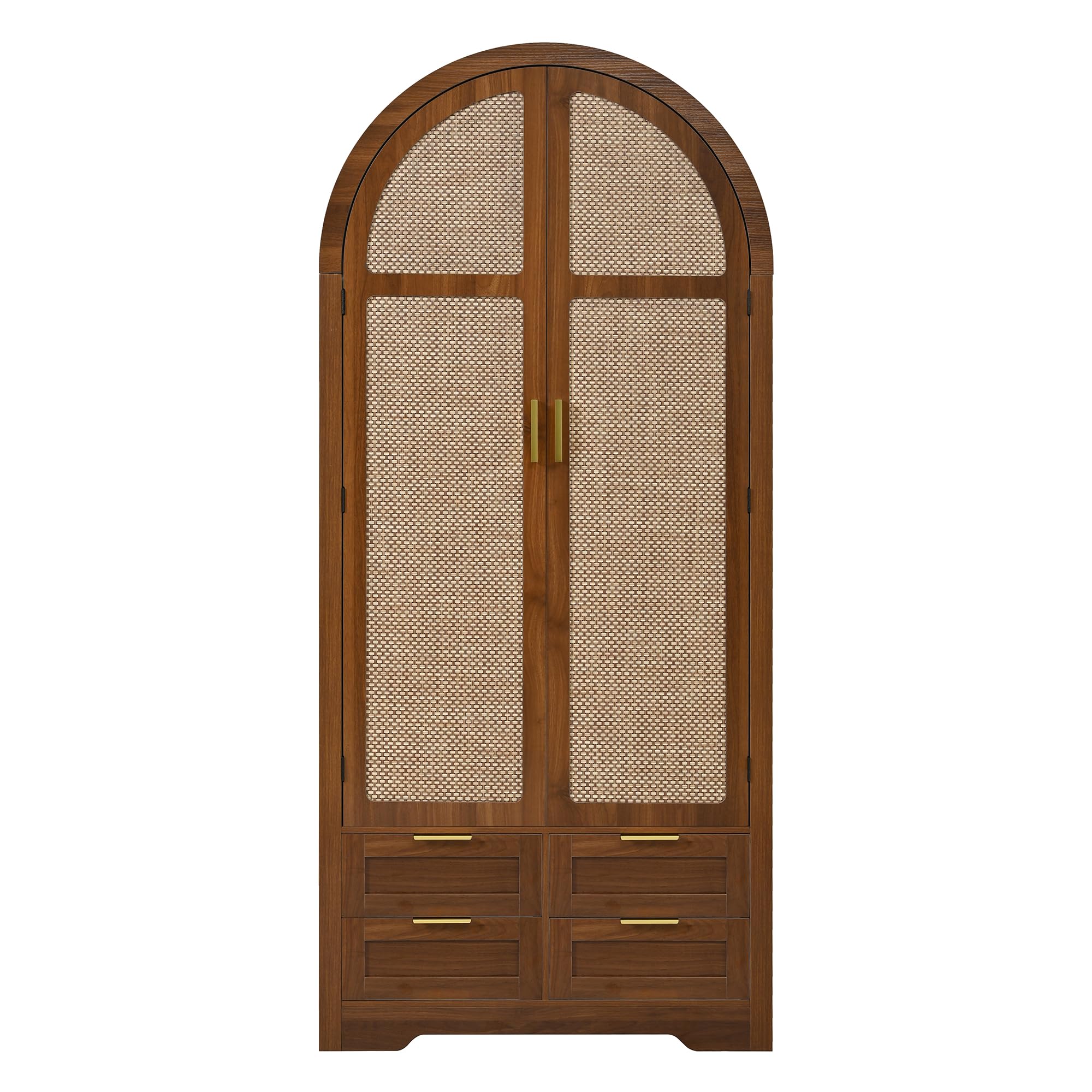 Armario Moderno con Puertas Curvas,Amplio Espacio de Almacenamiento,con Barra para Colgar y cajones,Armario de Lujo,Adecuado para dormitorios y áreas de Entrada (B)