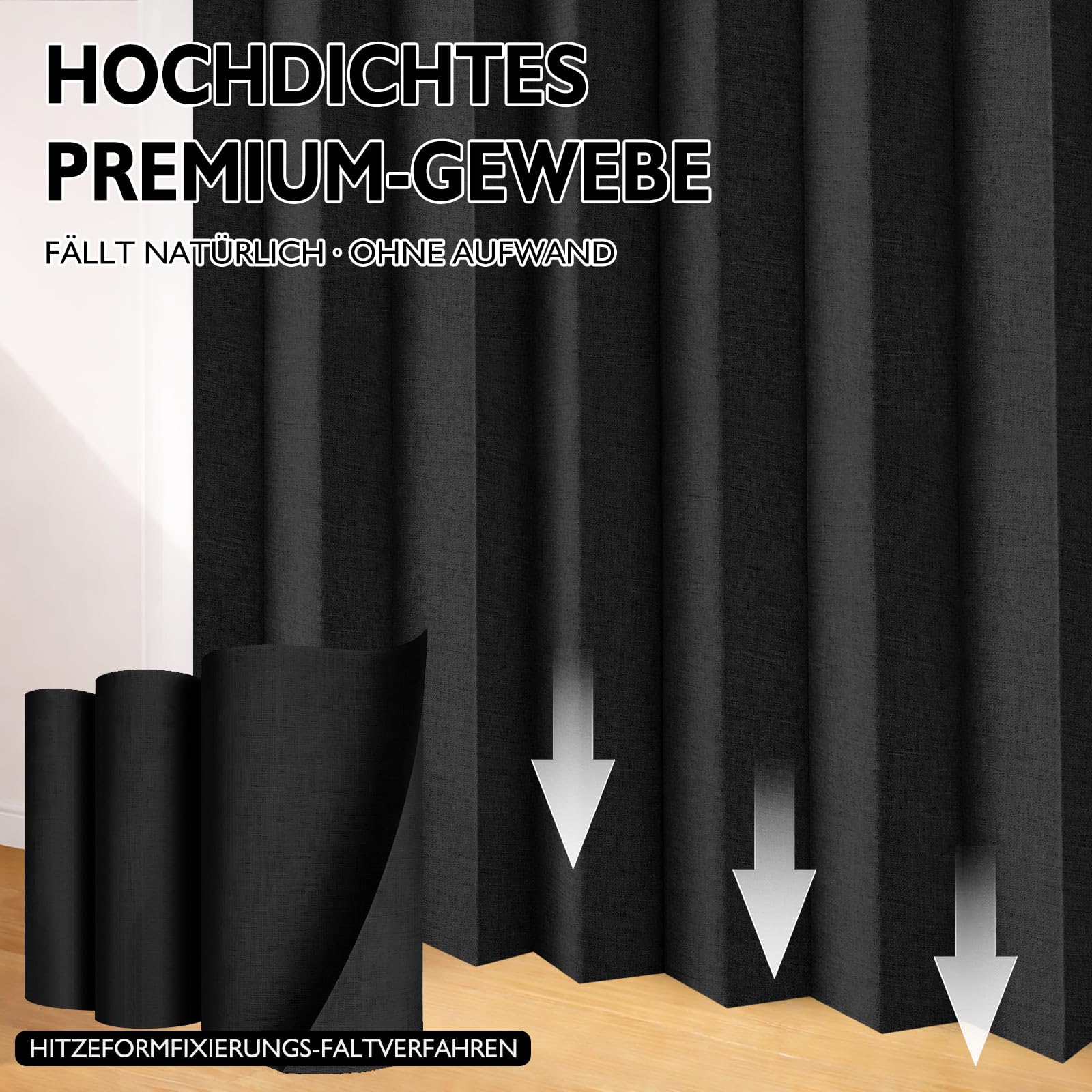 Jilron Facile da Installare: Tenda oscurante per porta con asta e chiusura magnetica senza forature (Nero - A198 x L106 cm) Confezione da 1