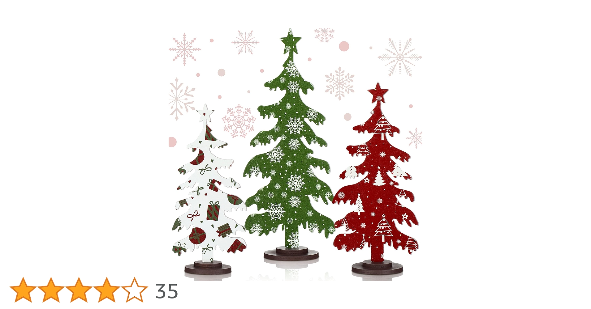 Huwena 3 Pcs Wooden Christmas Tree Snowflakes Table Decor
