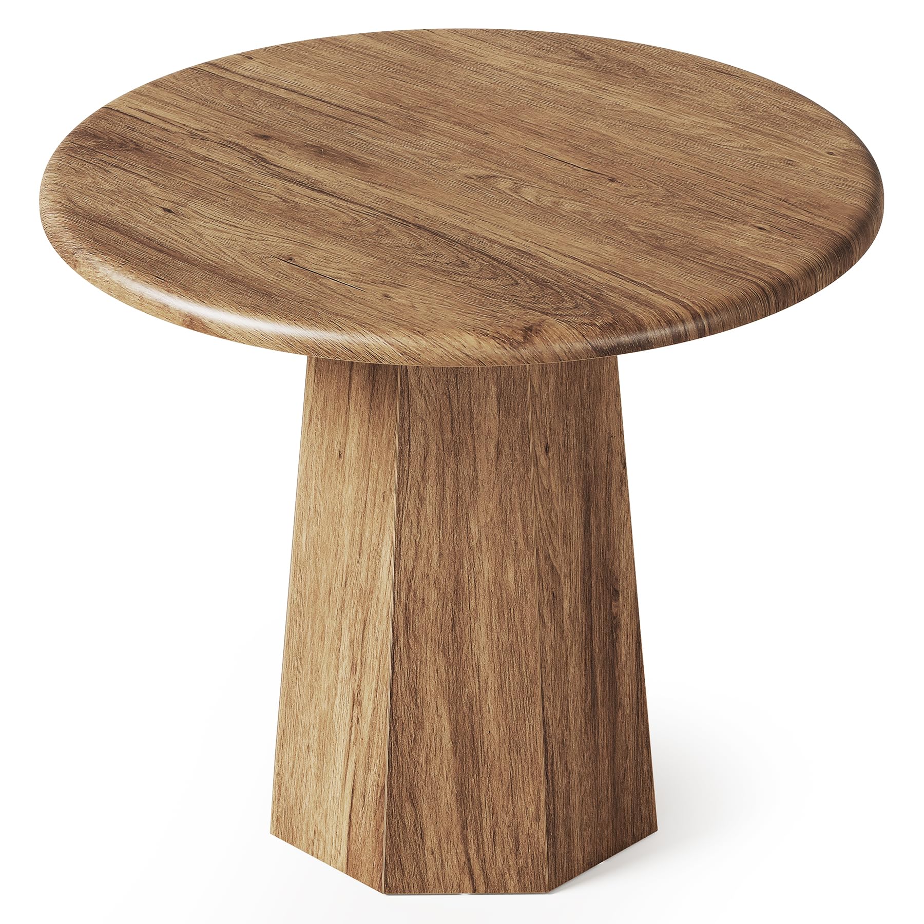 Tribesigns Mesa de Comedor Redonda pequeña para 2-4 Personas, Mesa de Cocina de 80 cm con Base Octogonal para Comedor, salón, marrón (Solo Mesa).
