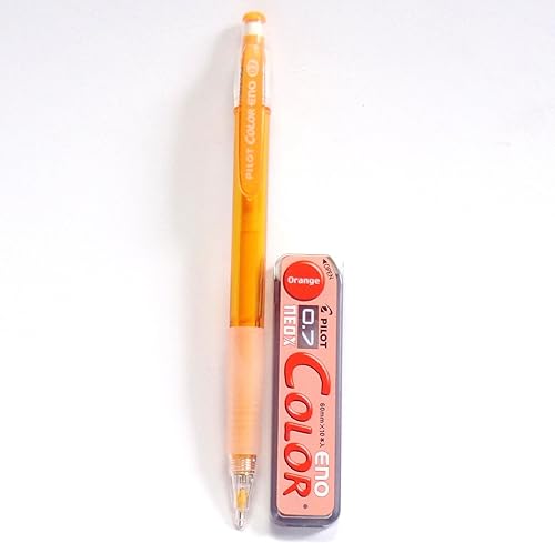 Pilot Color Eno - Juego de portaminas naranja de 0.028 in + portaminas de 0.028 in, naranja, 10 minas