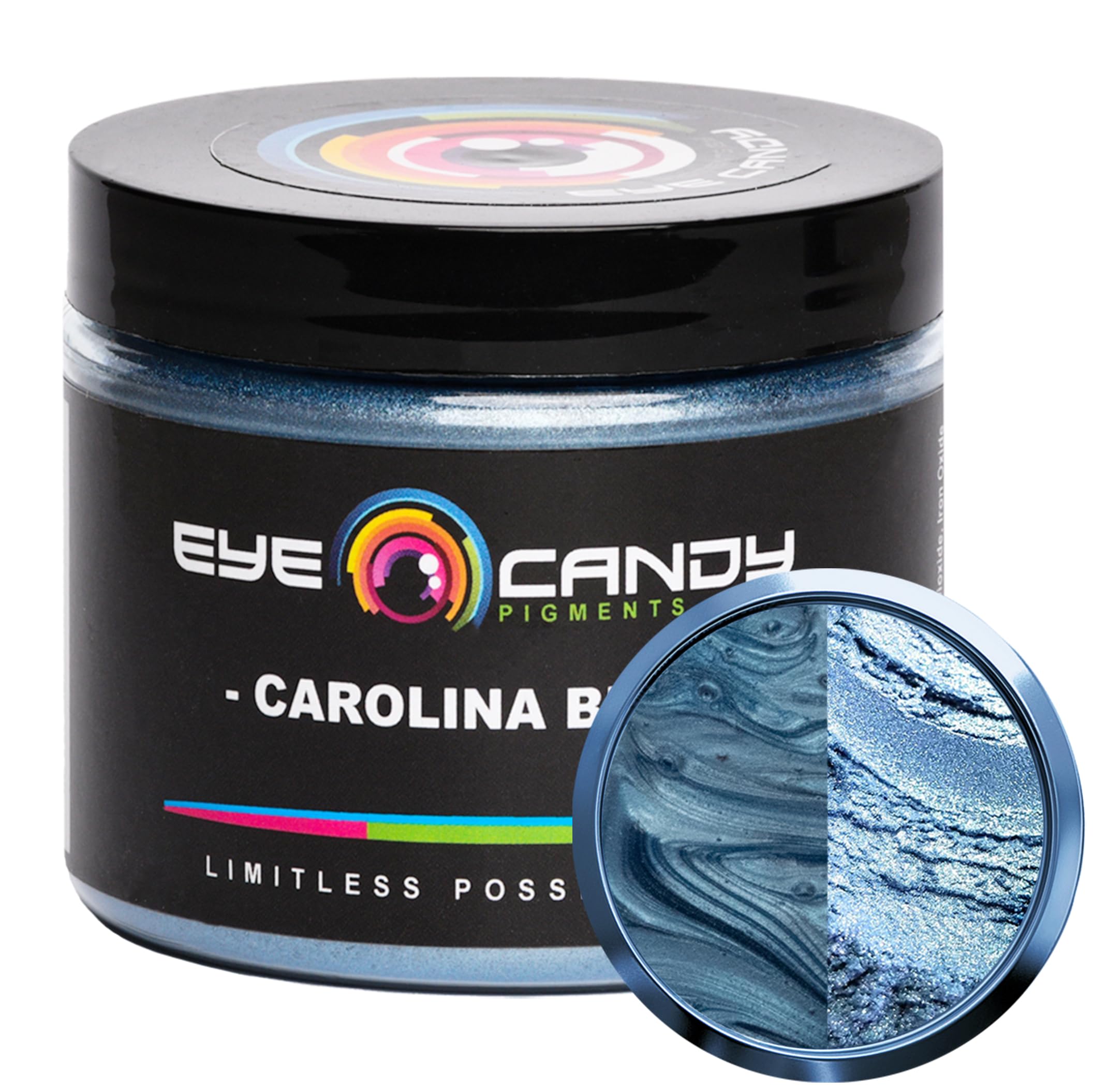 Eye Candy Pigments Premium Blue Mica Powder - Carolina Blue (50gr) - for Epoxy, Resin, Soap, Paint, Woodworking, Acrylic Pouring, Bath Bombs, Fishing Lures - DIY Arts and Crafts Additive