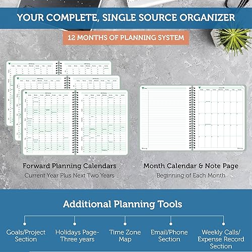 Miniatura 4 de Planner Pad Embudo de 3 niveles encuadernado en espiral, organizador de 12 meses, año calendario (enero a diciembre de 2024), cubierta gris