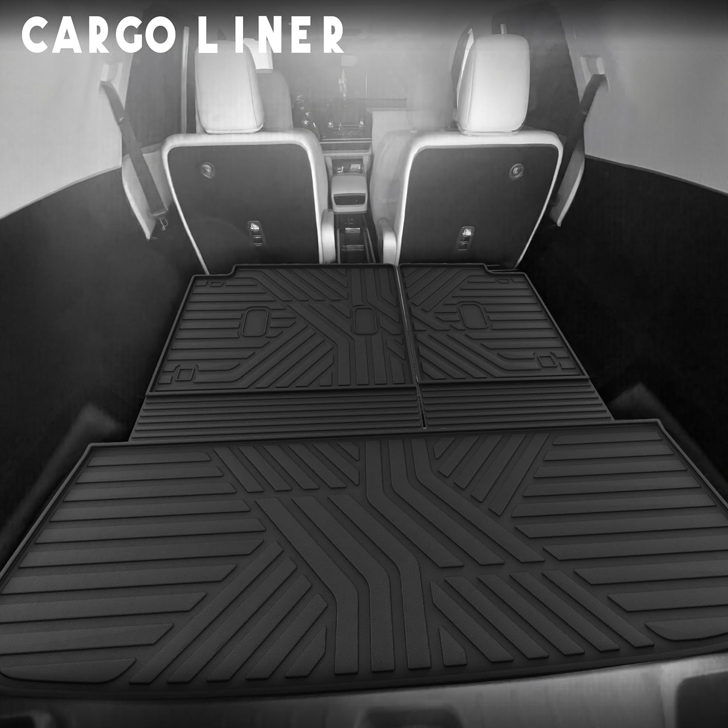 KARPAL Floor Mats for Nissan Pathfinder 2022-2025 2026 (7&8 Seats), TPE Rubber All Weather Protection Floor Liners Accessories Car Mats, Front & 2nd & 3rd Row & Cargo Liner