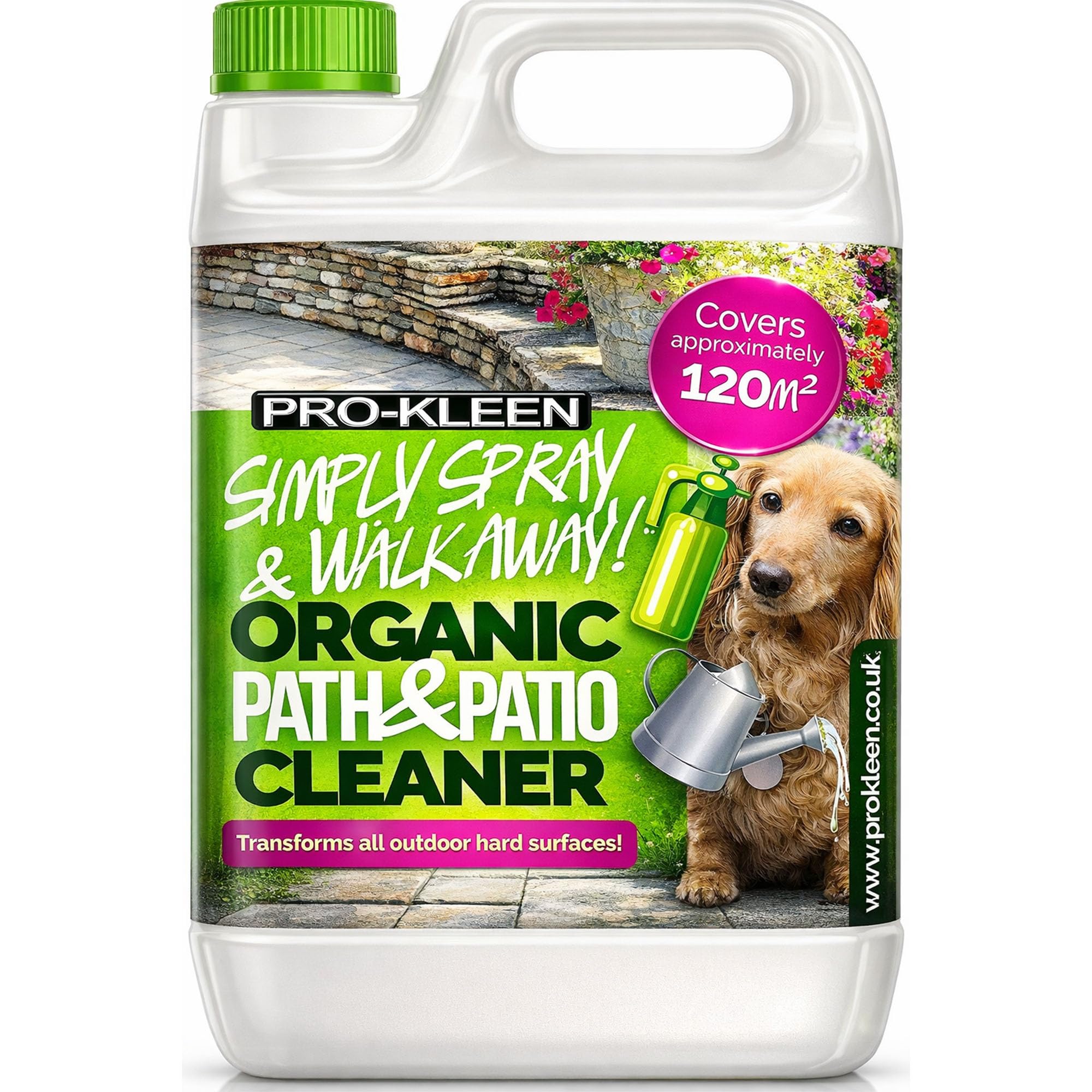 Pro-Kleen Simply Spray and Walk Away Organic Path and Patio Cleaner Concentrate Fluid (5 Litres) Safe for Pets and Children when Dried Use on Patios, Fencing and Decking (Makes 20 litres)