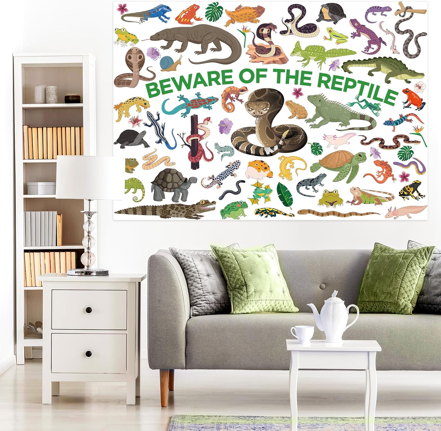 Reptile Coloring Poster for Kids, 43.3 x 29.5 Inch Giant Reptile Coloring Sheets Sauropoda Animals Coloring Tablecloth DIY Painting Craft for Wall Classroom Home Birthday Party Decoration