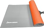 IBF IRON BODY FITNESS Two-Tone 6 mm Tapis de yoga extra épais avec sangle, surface antidérapante (68" x 24" x 1/4"), Tapis d'exercice parfait pour le yoga, Pilates, gymnastique, gym - Orange/gris (98504-0)