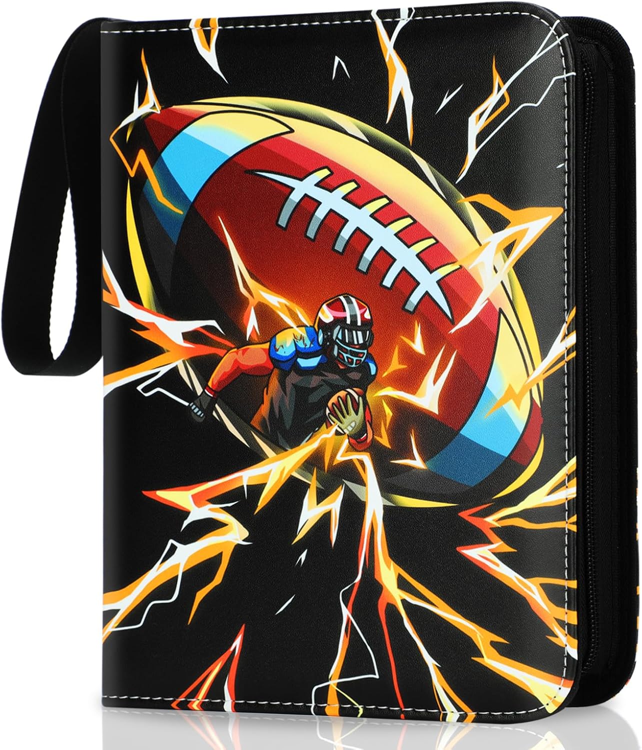 Football Card Binder, 900 Pocket Football Card Holder with 50 Removable Sleeves, Creative Design Zipper Sports Card Binder Sheets Display Storage for Collectors Boys and Girls Gift (900 CARD)