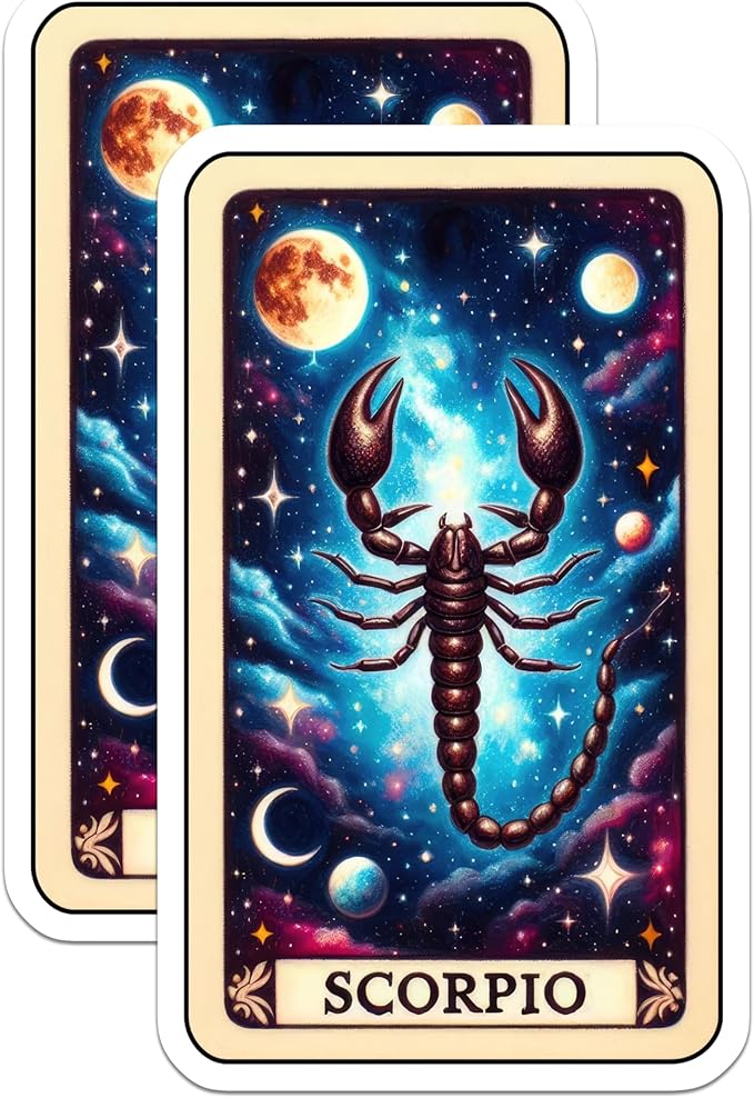 (2 Pack) Scorpio Zodiac Stickers - Astrology Star Sign - Scorpion Horoscope Stickers - 5